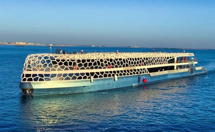 Lotus Mega Yacht Dinner Cruise Dubai panoramic skyline cruise view