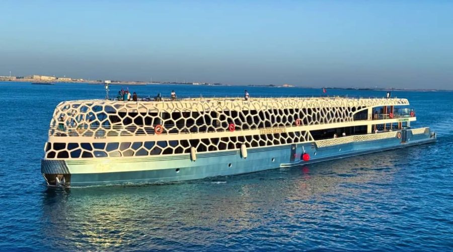 Lotus Mega Yacht Dinner Cruise Dubai panoramic skyline cruise view