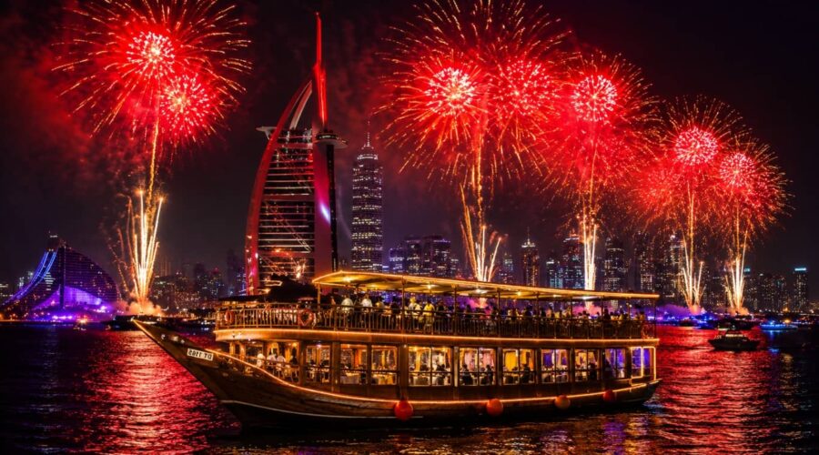 New Year Dubai Marina Dhow Dinner Cruise with fireworks